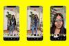 Three images of H&M and Snapchat's augmented reality app, showing a woman experimenting with it