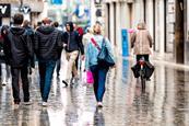 rainy shopping street