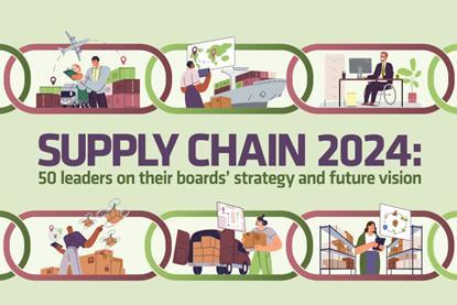 Illustration showing images of supply chain workers. Text reads: Supply Chain 2024: 50 leaders on their boards' strategy and future vision