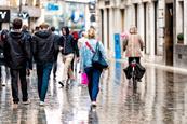 rainy shopping street