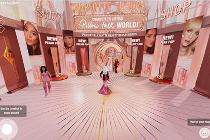 Charlotte Tilbury virtual reality metaverse showing avatars and beauty products