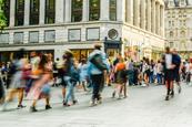 Busy shopping street in London