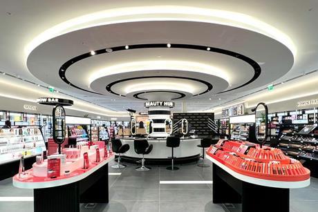 Interior of Sephora Westfield store, showing beauty products on display