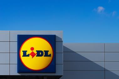 Lidl fascia against blue sky