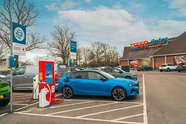 Electric vehicle charging points in Tesco car park