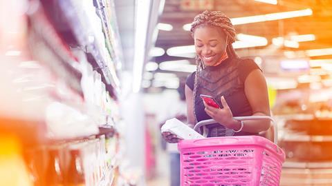 Woman shopping in supermarket