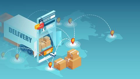 Global online delivery illustration