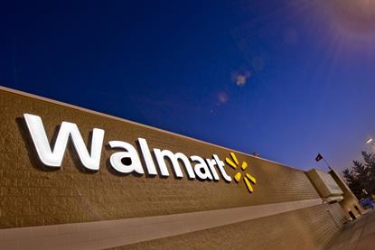 Exterior of Walmart store against blue sky