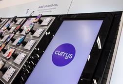 Currys logo on screen in store