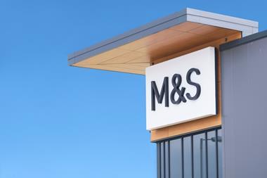 Marks & Spencer sign against blue sky