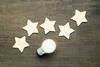 Five stars and idea lightbulb