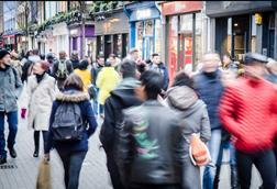 Shoppers on a busy high street